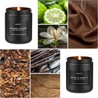 2 Pack Men Candles | Smoke & Vanilla + Vintage Leather - Scented Candles for Men - Masculines Candle - Soy Candle for Home Scented, Man Gifts, Black Jar - 7oz