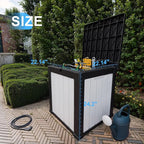 50 Gallon Resin Deck Box, Lockable Outdoor Storage Box for Patio Cushions Storage Furniture,Garden Tools, Pool Supplies, Weatherproof and UV Resistant (Black&White)