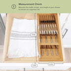 Premium Cutlery, Flatware, and Silverware Drawer Organizer – Slanted 3-Compartment Design with Labeled Slots, Non-Slip Feet, 100% Sustainable Bamboo
