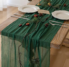 6pcs Emerald Green Cheesecloth Table Runner Gauze 120 Inch 10 FT Rustic Boho Cheese Cloth Runner for Wedding Baby Shower Bridal Shower Birthday Party Long Sheer Home Decorations