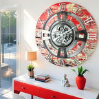The Gears Clock Real Moving Gear Wall Clock England Line (Red Lava, 24 inches (60 cm))