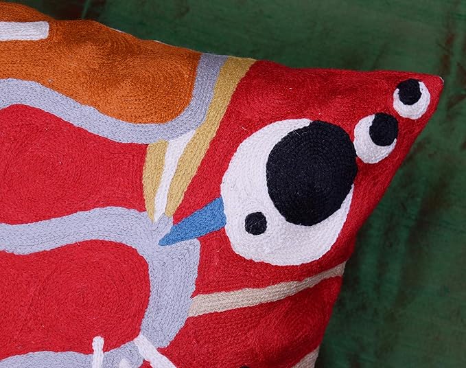 Kandinsky Modern Couch Pillow Cover Red Flow | Abstract, Contemporary, Outdoor Pillows | Mid Century Chair Cushions | Handmade Wool Size 18x18
