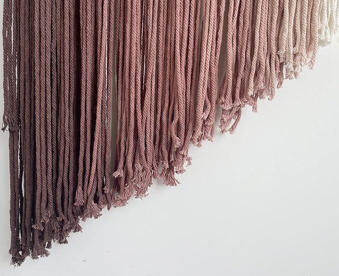Macrame Boho Wall Decor - Pink Yarn Wall Hanging, 20" Circle Hoop