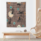 ICMOLYYENLO Boho Medieval Cat Tapestry, Abstract Atomic Starburst Geometric Aesthetic Art Wall Hanging For Bedroom Living Room Dormitory 60x60 Inches