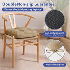 Chair Cushions for Dining Chairs, Dining Chair Cushions, Tufted Indoor Chair Pads with Ties & Non Slip Backing, Seat Cushions for Kitchen Chairs 16.5” x 16.5” x 3.5”, Set of 6, Khaki