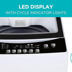 BLACK+DECKER 3.0 Cu. Ft. Portable Washer, 26.5 lb. Capacity Washing Machine, 6 Cycles, Quick Connect Sink Adapter and Drain Hose Included, Transparent Lid & LED Display, BPW30MW, White