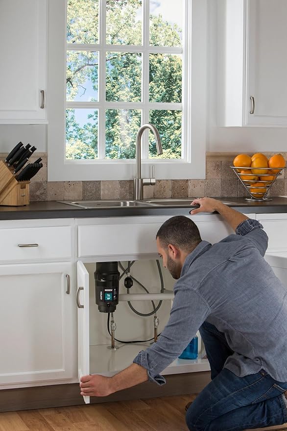 Moen Prep Series PRO Continuous Feed Compact Garbage Disposal for Kitchen Sink with Power Cord, GXP50C