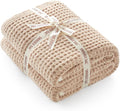 Snuggle Sac Waffle Throw Blanket for Couch Bed Sofa 50x60 inches, Reversible Beige Blanket Microfiber Fluffy Fuzzy Cozy Knit Soft Throws for Women Mothers Birthday Gifts