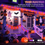 2PK 100 LED Purple and Orange C9 Halloween Lights Indoor Outdoor, Extendable 98FT C9 String Lights with 13 Modes & Timer, Waterproof Plug in Halloween Decorations for Tree Patio Fall Party Garden