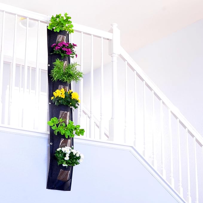 Hanging Planter Bags, Vertical Garden Planting Wall Gardening Grow Bag, 6 Pockets Large Wall Planter - Indoor Outdoor Plants Flowers Herbs, Waterproof Reusable