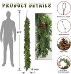 6 Ft Real Touch Christmas Garland Indoor with Pine Cone,Thick and Lush，Soft Bendable Mantle Garland Christmas, Lifelike Cedar Garland, Christmas Garland for Mantle,Indoor Christmas Decorations