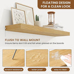 fuqing Floating Shelves for Wall, Bathroom Shelf Wall Mounted for Storage, Shelves with Invisible Bracket for Bedroom, Kitchen, Living Room, Farmhouse Small Book Shelf, 30 Inch Set of 2, Oak
