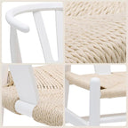POLY & BARK Weave Dining Chairs – Mid-Century Modern Wishbone Dining Chairs with Arms, Solid Wood Frame, Indoor Use – White – Set of 2 - Ideal for Dining Room, Kitchen or Stylish Accent Setting