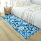Runner Rug for Hallways Kitchen Rug Non Slip 2'x 6' Washable Runner Rugs with Rubber Backing Soft Floral Carpet Runner for Hallways, Kitchen, Laundry, Bedroom, Bathroom(Blue)