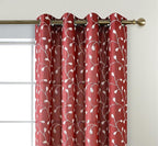 MIUCO Floral Embroidered Semi Sheer Curtains Faux Linen Grommet Window Curtains for Bedrooom 52 x 84 Inch 2 Panels, Burgundy