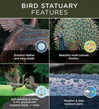Regal Art & Gift Outdoor Garden Décor, Unique Bird Sculpture, Rustic Metal Bird Statues, Garden Ornaments, Bird Figurine for Lawn, Decorative Sculpture, Heron, Blue, Wings Up, 47"height
