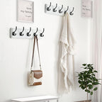 Dseap Coat Rack Wall: Patented, Heavy-Duty, 5-Double-Hooks Wooden Wall Mounted Coat Rack Coat Hanger Hook Rail for Winter Coats Hat Jacket Clothing, White & Black, Pack of 2