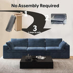 118" 3-Seater Cloud Sofa,Modular Sectional Couch,Modern Deep Seat Upholstered Couches with Plush Corduroy Fabric for Living Room Furniture,Bedroom and Apartment,No Assembly Required,Blue