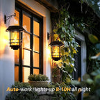 Otdair Solar Wall Lantern Outdoor, Flickering Flames Solar Sconce Lights Outdoor, Hanging Lamps Wall Mount for Front Porch, Patio and Yard, 2 Pack