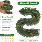 6FT Artificial Norfolk Pine Garland 2 Pack – Dense Green Christmas Garland, Real Touch Holiday Greenery for Front Door, Fireplace Mantel, Staircase, Indoor Outdoor Home Decoration