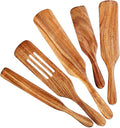 5 Pcs Wooden Spurtle Set, Natural Teak Kitchen Utensil Set Heat Resistant Non-Stick Wooden Spoons Tools for Cooking, Stirring, Mixing, Serving, Spurtles Kitchen Tools As Seen On TV