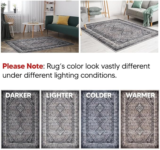 Keen Home Design 3x5 Rug - Machine Washable Entry Rug with Non-Slip Backing, Ideal for Enteryway, Kitchen, Bathroom, Laundry Room - Vintage, Easy Clean, Durable, Low Pile Rug - (3' x 5')