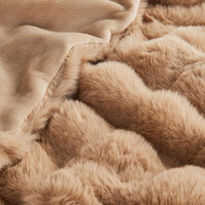 Lotus Karen Faux Fur Blanket - Big Bubble Rabbit Fluff Twin Size, 60x80 Inches