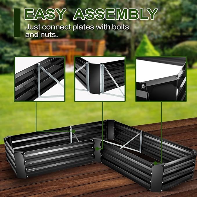 EDOSTORY Raised Bed Garden Bed Kit, 5x5x1ft Galvanized Planter Tall Raised Garden Boxes Outdoor, Large Metal Raised Garden Beds for Vegetables, Flowers, Herbs