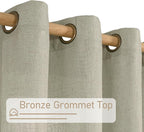 LAMIT Sage Grey Linen Curtains 72 Inch for Living Room 2 Panels, Linen Textured Light Filtering Semi Sheer Bronze Grommet Privacy Panels for Bedroom/Farmhouse, 52 x 72 Inch