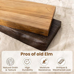 24" Floating Shelves, Live Edge Solid Elm Wood Floating Shelf, Wall Mounted Display Shelves with Heavy-Duty Bracket for Books, Rustic Wooden Shelf for Kitchen, Bathroom, Walnut Color, Set of 2