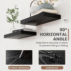 24 Inch Floating Shelves, 8 Inch Deep Floating Shelves for Wall, Hanging Shelf with Invisible Brackets, Deep Shelves for Bathroom, Bedroom, Living Room, Black, Set of 2