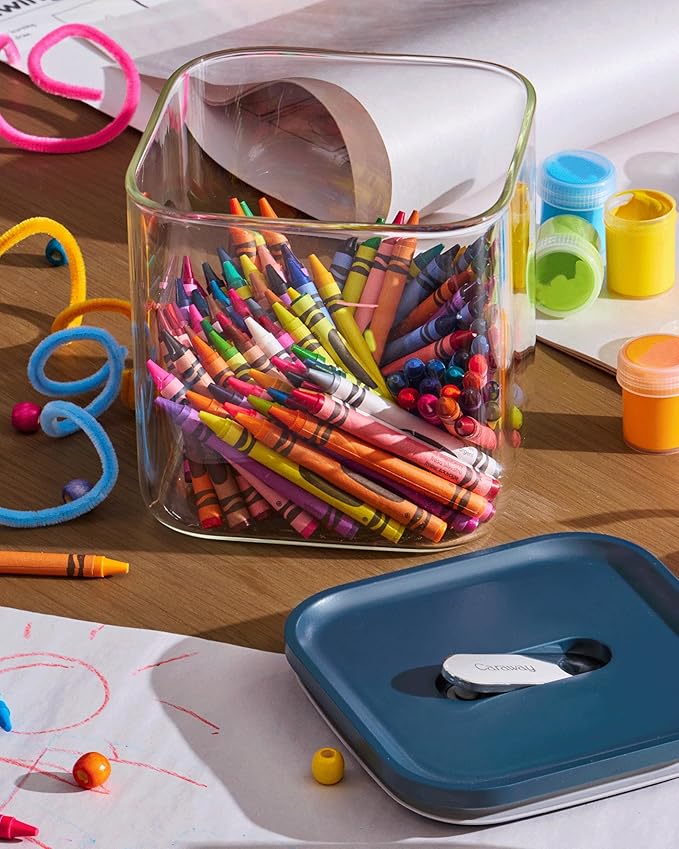 Caraway 2.5qt Glass Airtight Food Storage Container with Lid – Non-Toxic, BPA-Free Kitchen Storage Container – Stackable, Space-Saving Airtight Container for Dry Goods and More - Cream