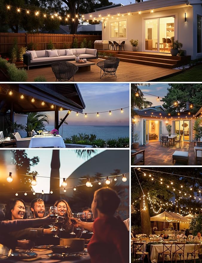 RTTY Outdoor String Lights 200 FT Globe LED Patio Lights with G40 Plastic Bulbs,Waterproof Shatterproof Dimmable Connectable Hanging for Backyard Porch Balcony Party Cafe Deck Decor