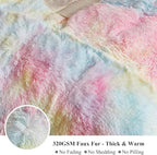 XeGe Luxury Faux Fur Blanket, Rainbow Soft Big Fluffy Throw, Shaggy Plush Decorative Couch Throw, Cute Furry Fuzzy Blanket for Bed Bedroom Living Room Rainbow, 60x90