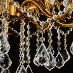 Vintage 8 Arms Crystal Chandelier Candle Light Fixture for Dining Room Living Room Bedroom Hallway Entryway Antique Gold Finish (27"-8 Lights)