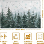 Winter Pine Tree Snowflake Placemats Set of 4 Christmas Snow Green Forest Place Mat 12x18 Inch Seasonal Xmas Holiday Rustic Nature Washable Fabric Table Mats for Farmhouse Kitchen Dining Decoration