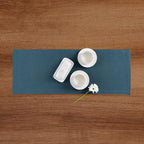 Solino Home Peacock Blue Table Runner 48 Inches - 100% Pure Linen Short Table Runner 14 x 48 Inch Ideal for Dresser and Coffee Tables - Fete