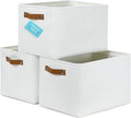 OrganiHaus Large Fabric Storage Baskets for Shelves 3 Pack | 15x11 inches Closet Bins Cloth Cubes Linen Organizers Basket - White Basket