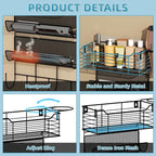 VITVITI Metal Hair Tool Organizer Wall Mount, Hair Dryer Holder with 4 Tier Shelf Basket Hooks, Bathroom Hair Styling Tool Organizer for Curling Iron/Blow Dryer/Straightener, Matte Black