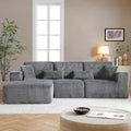 HYJT-H&K Modular Sectional Sofa Cloud Sectional Couch, 107" Comfy Fluffy L Shaped Dark Grey Couches for Living Room, Deep Seat Memory Foam Plush Corduroy Boneless Couch Sectionals Left Facing Chaise