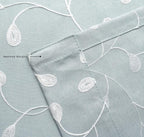 MIUCO Floral Embroidered Semi Sheer Curtains Linen Look Grommet Window Curtains for Bedroom 52 x 95 Inch 2 Panels, Sea Foam