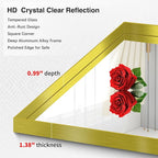Gold Bathroom Mirror, 30x30 Inch Rectangular Framed Mirror, Large Wall Mounted Bathroom Vanity Mirror Over Sink for Bedroom,Restroom, Living Room, Hangs Vertically or Horizontally