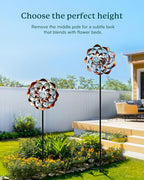 Solar Wind Spinner, Outdoor Metal Wind Spinners with Light, Windmill Decor for Yard Garden, Ideal Gifts for Birthday, Housewarming, Mother's Day, Christmas (13" W x 74" H)