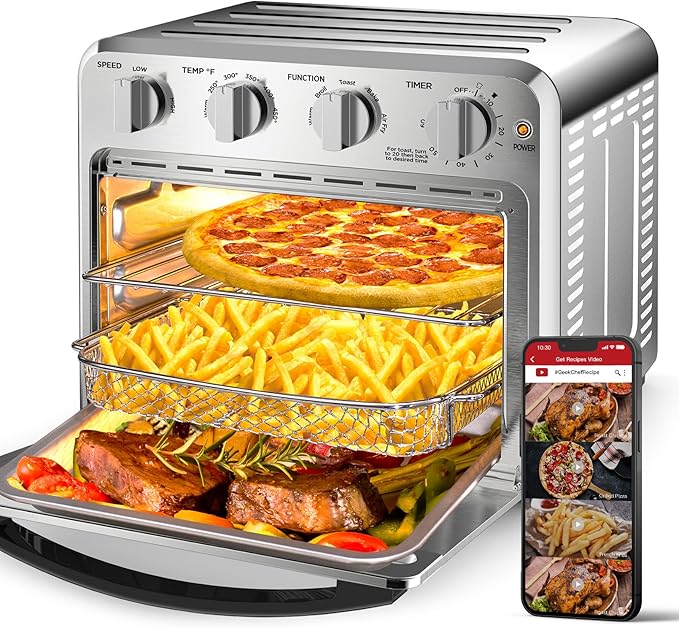 Air Fryer, Geek Chef Convection Air Fryer Toaster Oven, 4 Slice Toaster Airfryer Countertop Ovens, Electric Hot Ovens Oilless Cooker, Accessories & E-Recipes Included, ETL Listed, 16QT