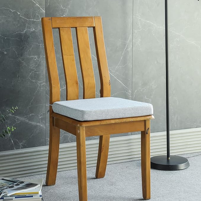 Chair Cushion for Dining Chairs with Ties 4 Pack Non Slip Memory Foam Kitchen Room Chair Pads for Outdoor Patio Furniture17x16 Inch, Light Gray