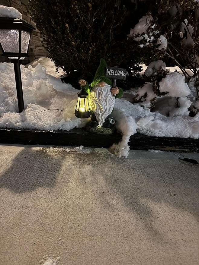 Garden Gnomes Outdoor with LED Solar Light - 11’’ Funny Gnome Decorations/ ornaments for Home/Yard/Patio Solar Lantern Garden Statues - Decor -Deals/clearance - Housewarming/Birthday Gifts