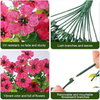 INSPRING Artificial Faux Outdoor Outside Flowers Plants, 2 PCS Fake Silk UV Resistant Look Real Hotpink Daisy Trailing Vines for Front Door Porch Planter Urn Patio Balcony Decoration