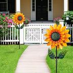 Sunflower Solar Wind Spinner, 52" Metal Wind Spinner with Kinetic Wind Sculpture Windmills for Outdoor Lawn & Garden Patio Decoration
