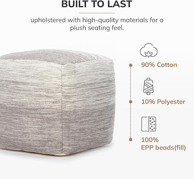Anji Mountain 20"x20"x20" Handmade & Handcrafted Ottoman Pouf Comfortable Pouf Ottoman Foot Rest & Home Décor Accent for Living Room, Bedroom, Nursery, Kids Room, Patio