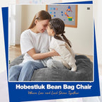 Hobestluk 4.5FT Bean Bag Chair Giant Bean Bag Chair with Filler Included Adult Bean Bag Chairs with Removable Cover for Bedroom Living Room - (Jumbo, Grey)